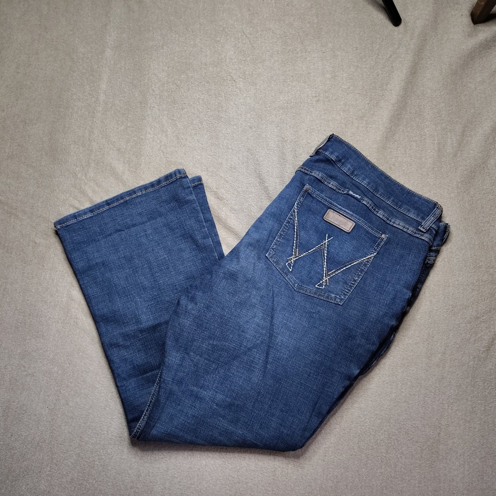 Wrangler Retro Mae Bootcut Jeans Womens 26Wx30 Blue Mid Rise Stretch